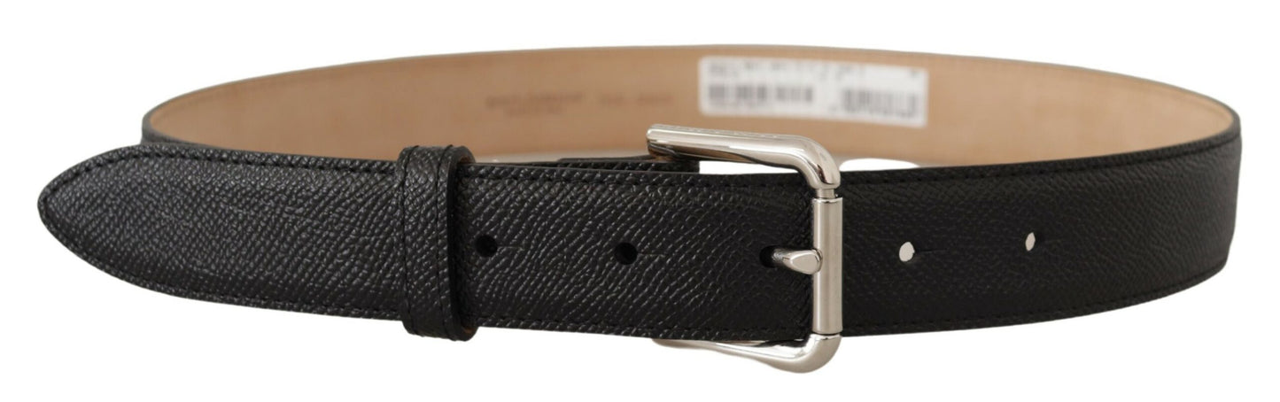Ceinture Dolce & Gabbana en cuir de veau noir avec boucle en métal marron à l'arrière