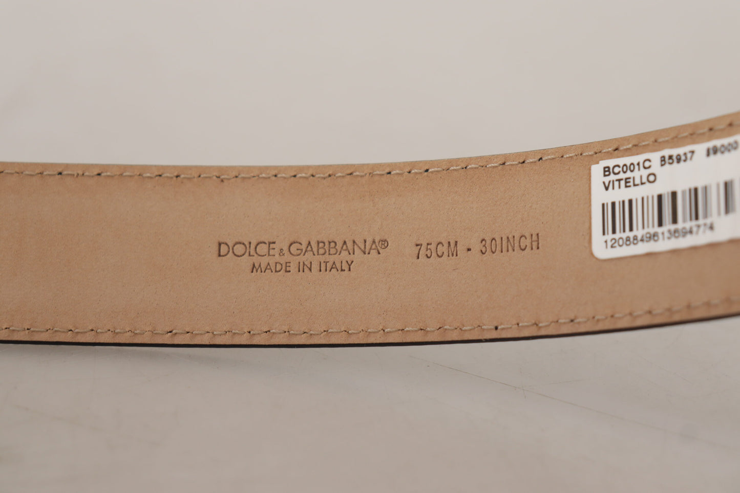 Ceinture Dolce & Gabbana en cuir de veau noir avec boucle en métal marron à l'arrière