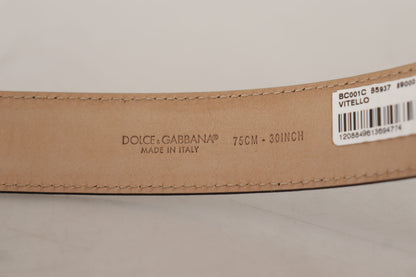 Ceinture Dolce & Gabbana en cuir de veau noir avec boucle en métal marron à l'arrière