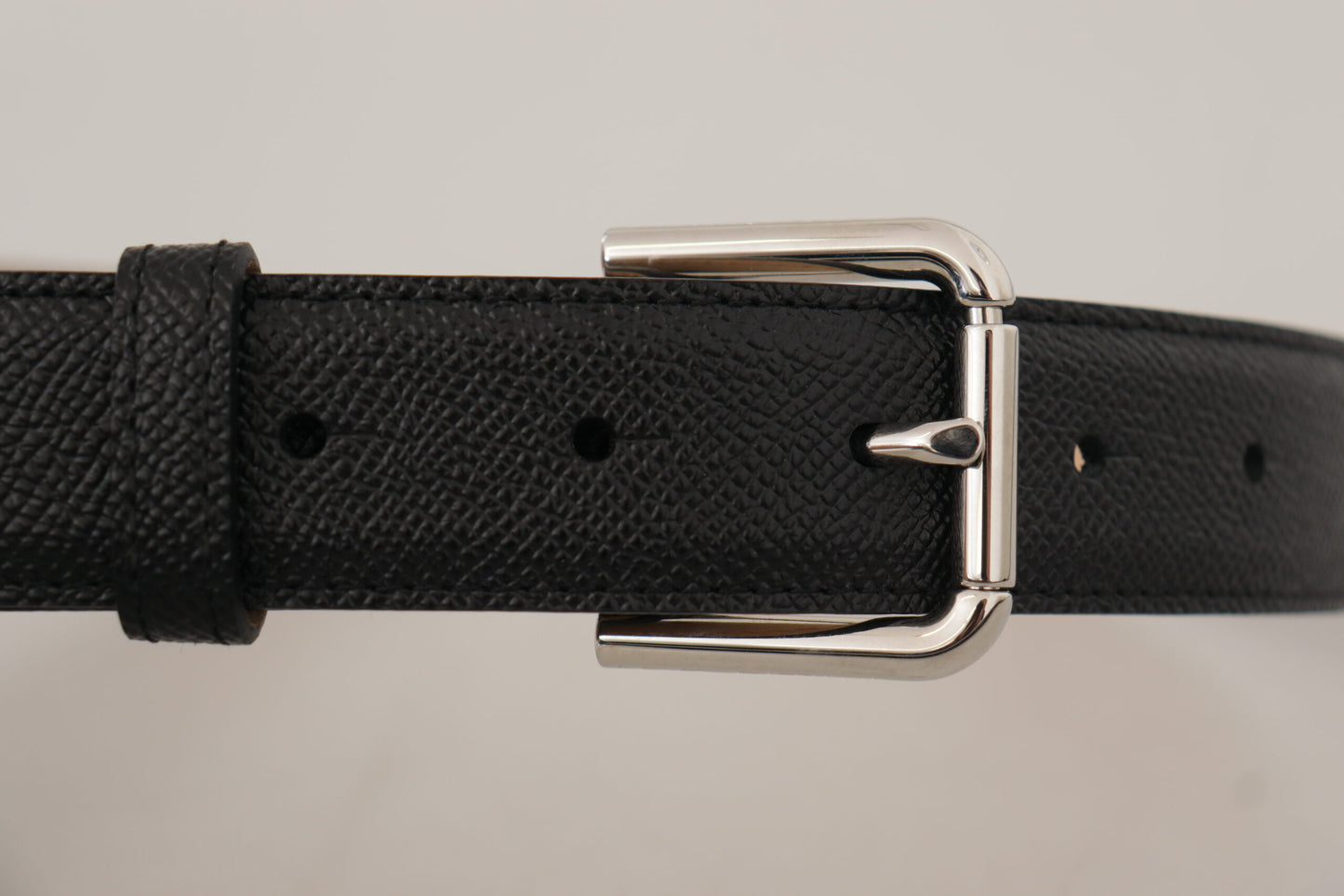 Ceinture Dolce & Gabbana en cuir de veau noir avec boucle en métal marron à l'arrière