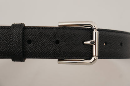 Ceinture Dolce & Gabbana en cuir de veau noir avec boucle en métal marron à l'arrière