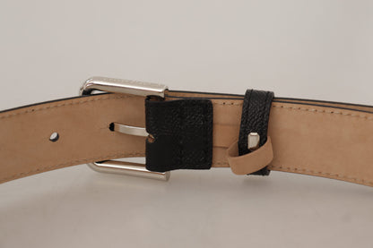 Ceinture Dolce & Gabbana en cuir de veau noir avec boucle en métal marron à l'arrière