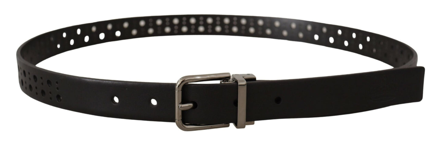 Ceinture Dolce & Gabbana en cuir de veau noir à boucle perforée en métal