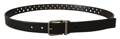 Ceinture Dolce & Gabbana en cuir de veau noir à boucle perforée en métal