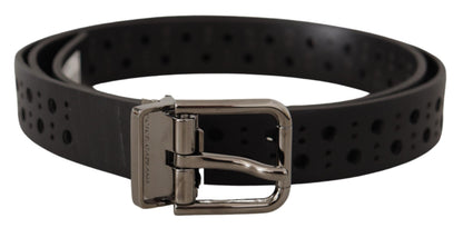 Ceinture Dolce & Gabbana en cuir de veau noir à boucle perforée en métal