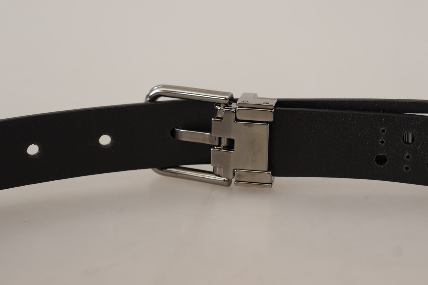 Ceinture Dolce & Gabbana en cuir de veau noir à boucle perforée en métal
