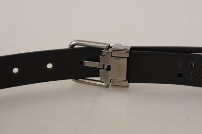 Ceinture Dolce & Gabbana en cuir de veau noir à boucle perforée en métal