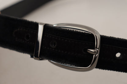 Ceinture Dolce & Gabbana en velours noir avec logo classique gravé en métal