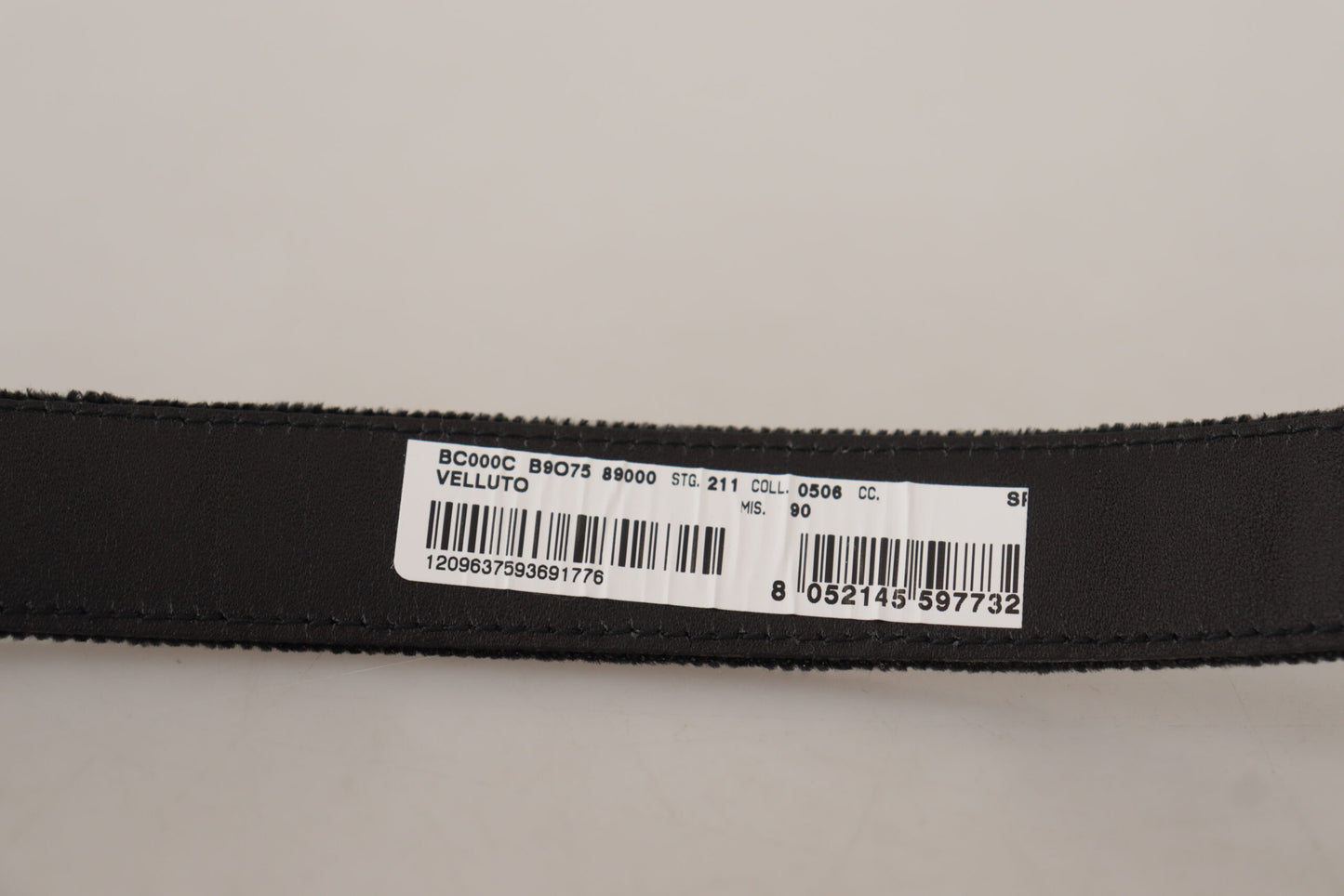 Ceinture Dolce & Gabbana en velours noir avec logo classique gravé en métal