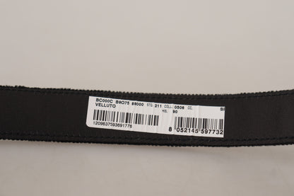 Ceinture Dolce & Gabbana en velours noir avec logo classique gravé en métal