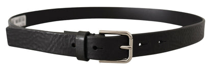 Ceinture Dolce & Gabbana en cuir de veau noir avec boucle en métal argenté ornée du logo