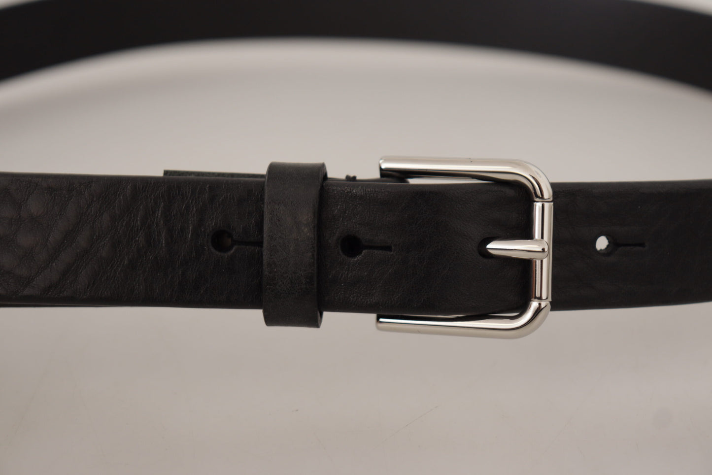 Ceinture Dolce & Gabbana en cuir de veau noir avec boucle en métal argenté ornée du logo