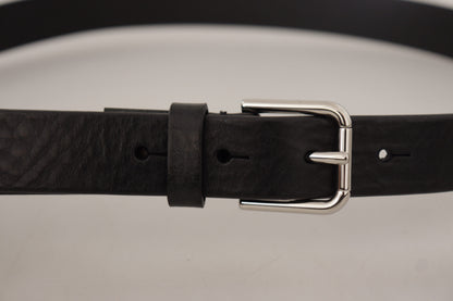 Ceinture Dolce & Gabbana en cuir de veau noir avec boucle en métal argenté ornée du logo