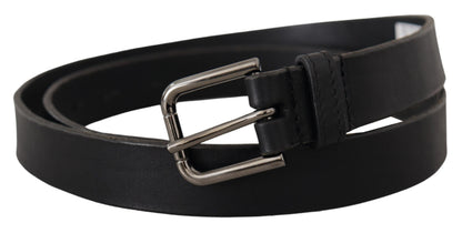 Ceinture Dolce & Gabbana en cuir de veau noir avec boucle en métal gravée du logo
