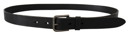 Ceinture Dolce & Gabbana en cuir de veau noir avec boucle en métal gravée du logo
