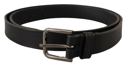 Ceinture Dolce & Gabbana en cuir de veau noir avec boucle en métal gravée du logo