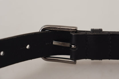 Ceinture Dolce & Gabbana en cuir de veau noir avec boucle en métal gravée du logo
