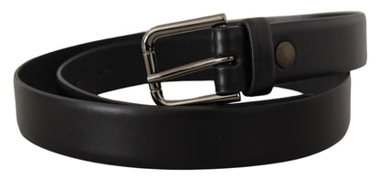 Ceinture en cuir de veau noir Dolce & Gabbana avec boucle en métal à logo classique