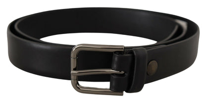 Ceinture en cuir de veau noir Dolce & Gabbana avec boucle en métal à logo classique
