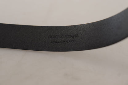 Ceinture en cuir de veau noir Dolce & Gabbana avec boucle en métal à logo classique