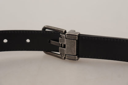 Ceinture Dolce & Gabbana en cuir noir uni avec boucle métallique logo vintage