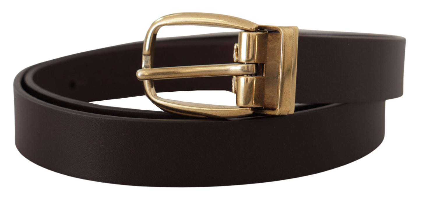 Dolce & Gabbana Cuir de veau marron foncé Boucle en métal doré
