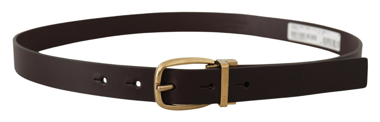 Dolce & Gabbana Cuir de veau marron foncé Boucle en métal doré