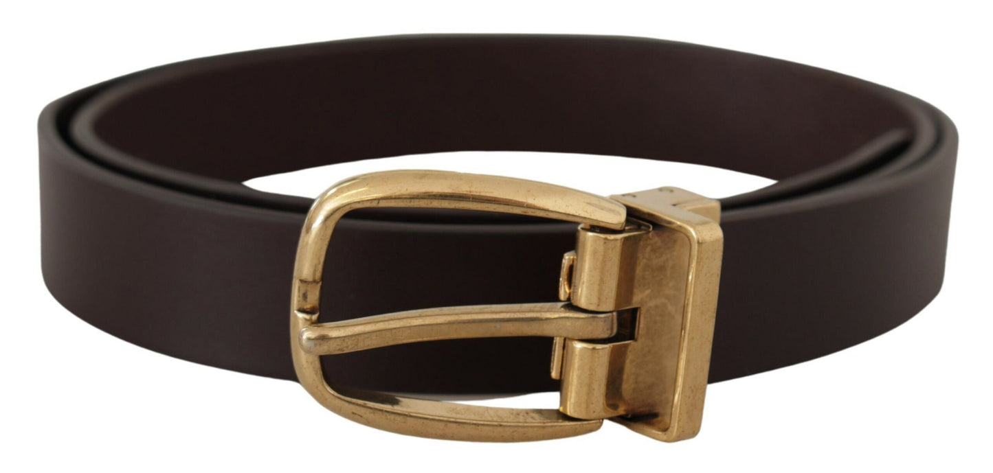 Dolce & Gabbana Cuir de veau marron foncé Boucle en métal doré