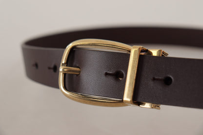 Dolce & Gabbana Cuir de veau marron foncé Boucle en métal doré