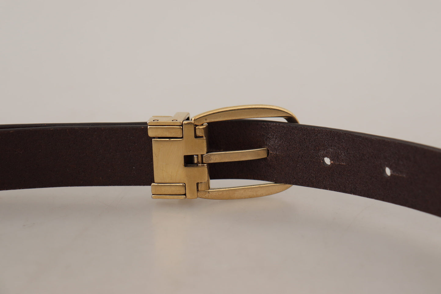 Dolce & Gabbana Cuir de veau marron foncé Boucle en métal doré