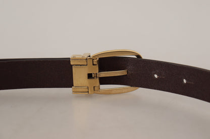 Dolce & Gabbana Cuir de veau marron foncé Boucle en métal doré