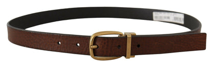 Ceinture vintage classique en cuir marron avec boucle métallique Dolce & Gabbana