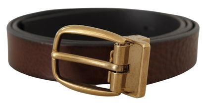 Ceinture vintage classique en cuir marron avec boucle métallique Dolce & Gabbana