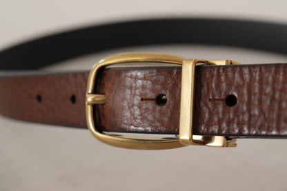 Ceinture vintage classique en cuir marron avec boucle métallique Dolce & Gabbana