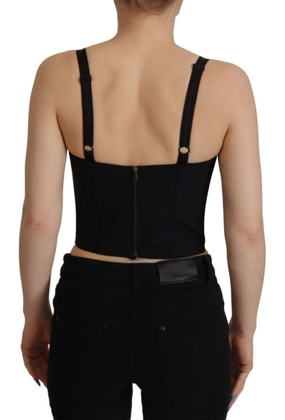 Chemisier corset court Dolce & Gabbana noir patchwork Sicily