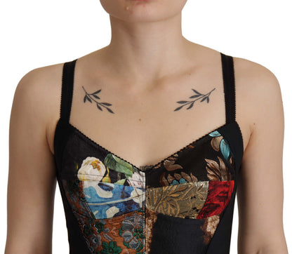 Chemisier corset court Dolce & Gabbana noir patchwork Sicily