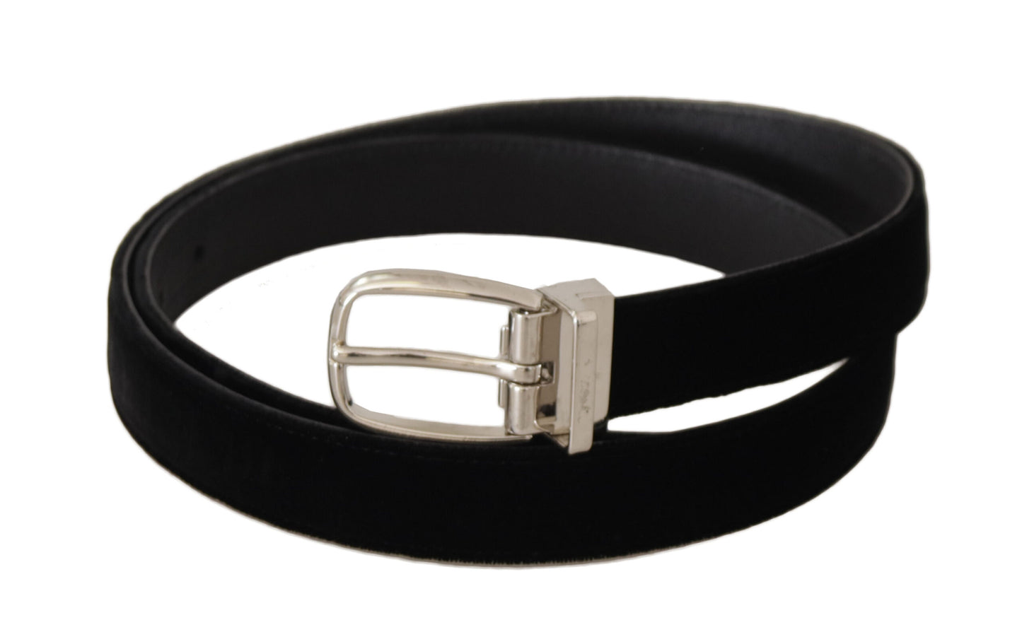 Dolce & Gabbana Ceinture en velours noir décontractée à boucle en métal argenté