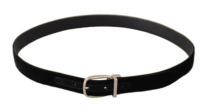 Dolce & Gabbana Ceinture en velours noir décontractée à boucle en métal argenté