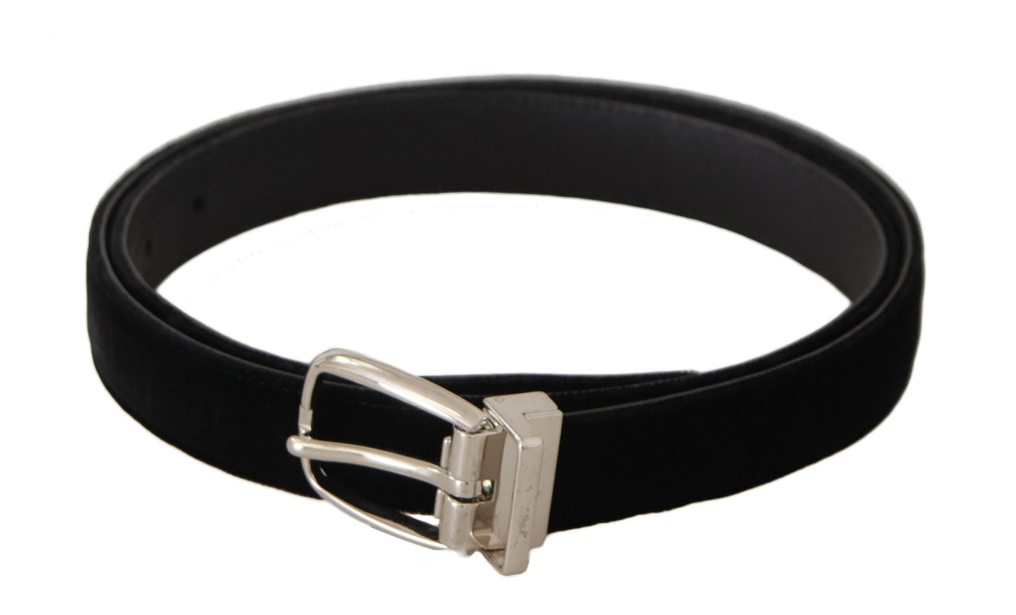 Dolce & Gabbana Ceinture en velours noir décontractée à boucle en métal argenté