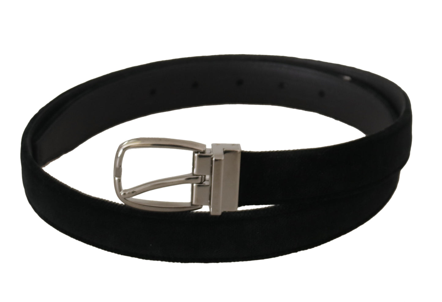 Ceinture Dolce & Gabbana en velours noir classique avec boucle en métal argenté
