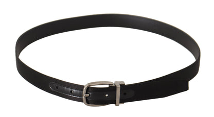 Ceinture Dolce & Gabbana en cuir de veau noir, avec boucle ardillon en métal argenté ornée du logo.