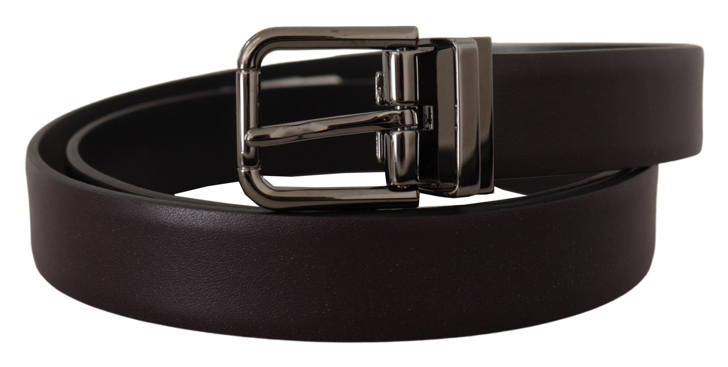 Ceinture Dolce & Gabbana en cuir violet foncé avec boucle en métal Borchia