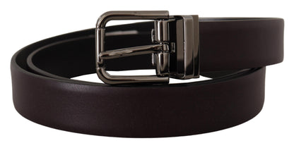Ceinture Dolce & Gabbana en cuir violet foncé avec boucle en métal Borchia