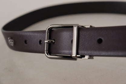Ceinture Dolce & Gabbana en cuir violet foncé avec boucle en métal Borchia