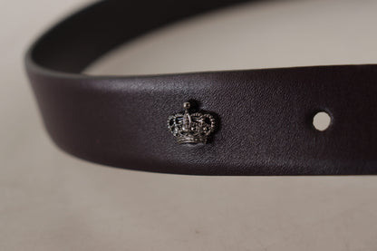 Ceinture Dolce & Gabbana en cuir violet foncé avec boucle en métal Borchia