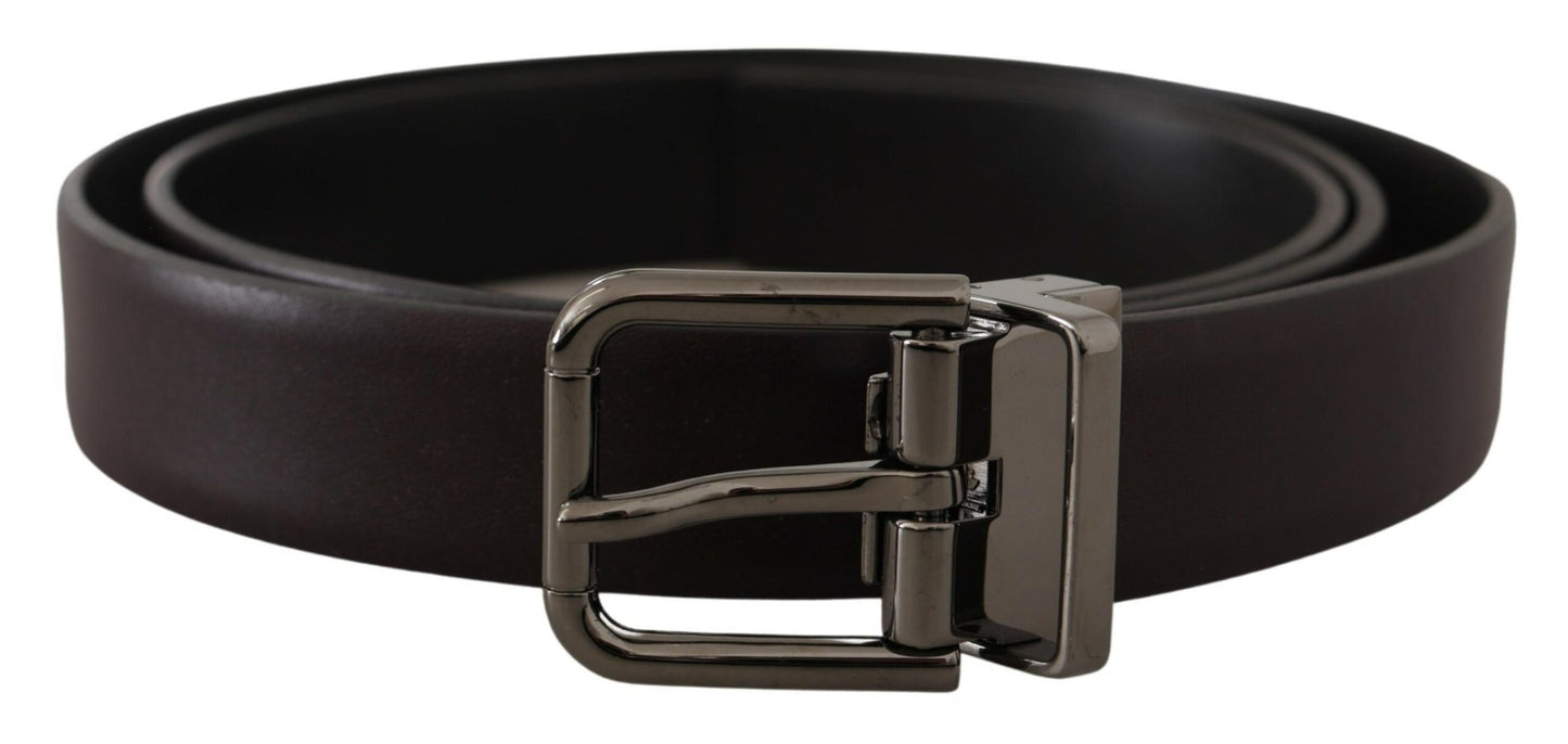 Ceinture Dolce & Gabbana en cuir violet foncé avec boucle en métal Borchia