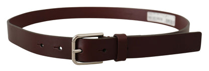 Ceinture Dolce & Gabbana en Cuir de Veau Marron Boucle en Métal Argenté