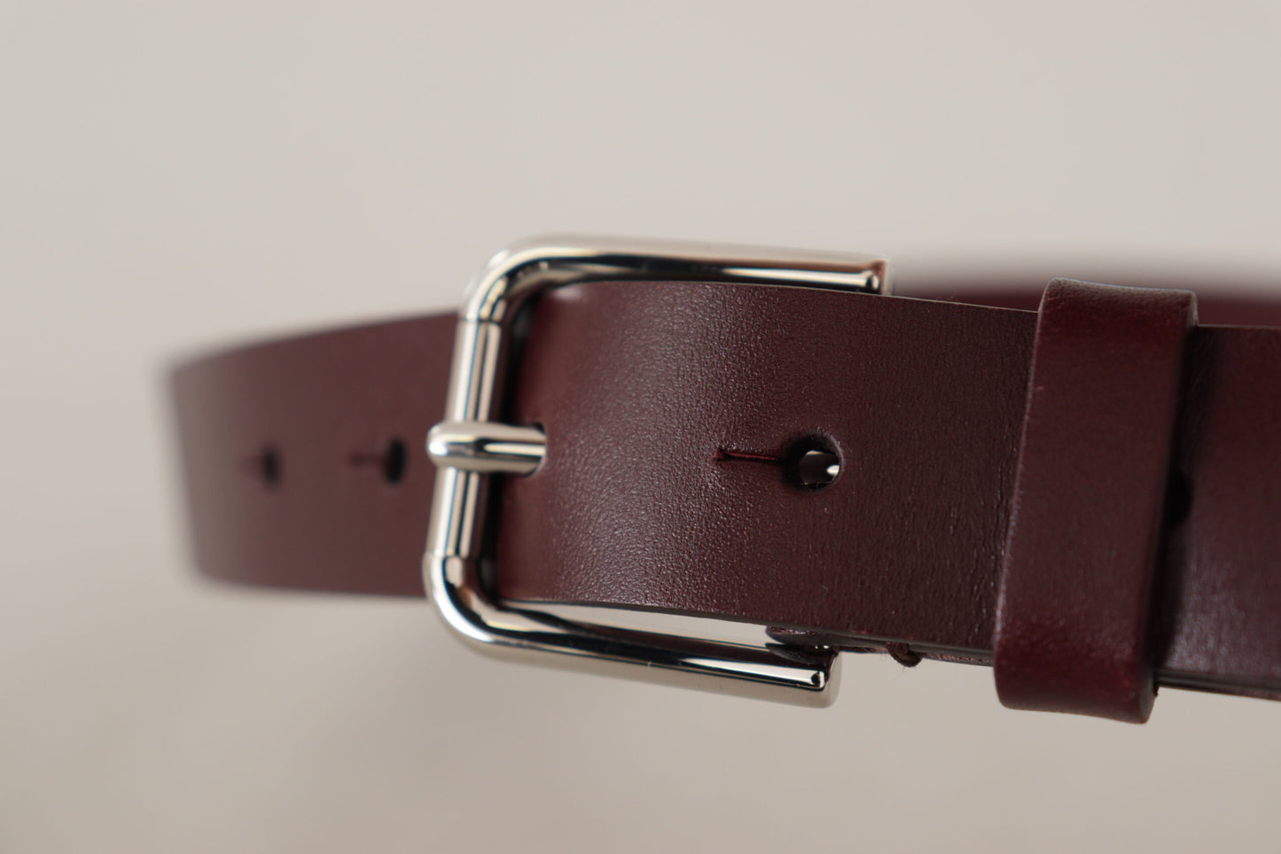 Ceinture Dolce & Gabbana en Cuir de Veau Marron Boucle en Métal Argenté