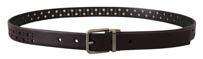 Ceinture Dolce & Gabbana en cuir perforé violet foncé avec boucle en métal