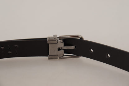 Ceinture Dolce & Gabbana en cuir perforé violet foncé avec boucle en métal